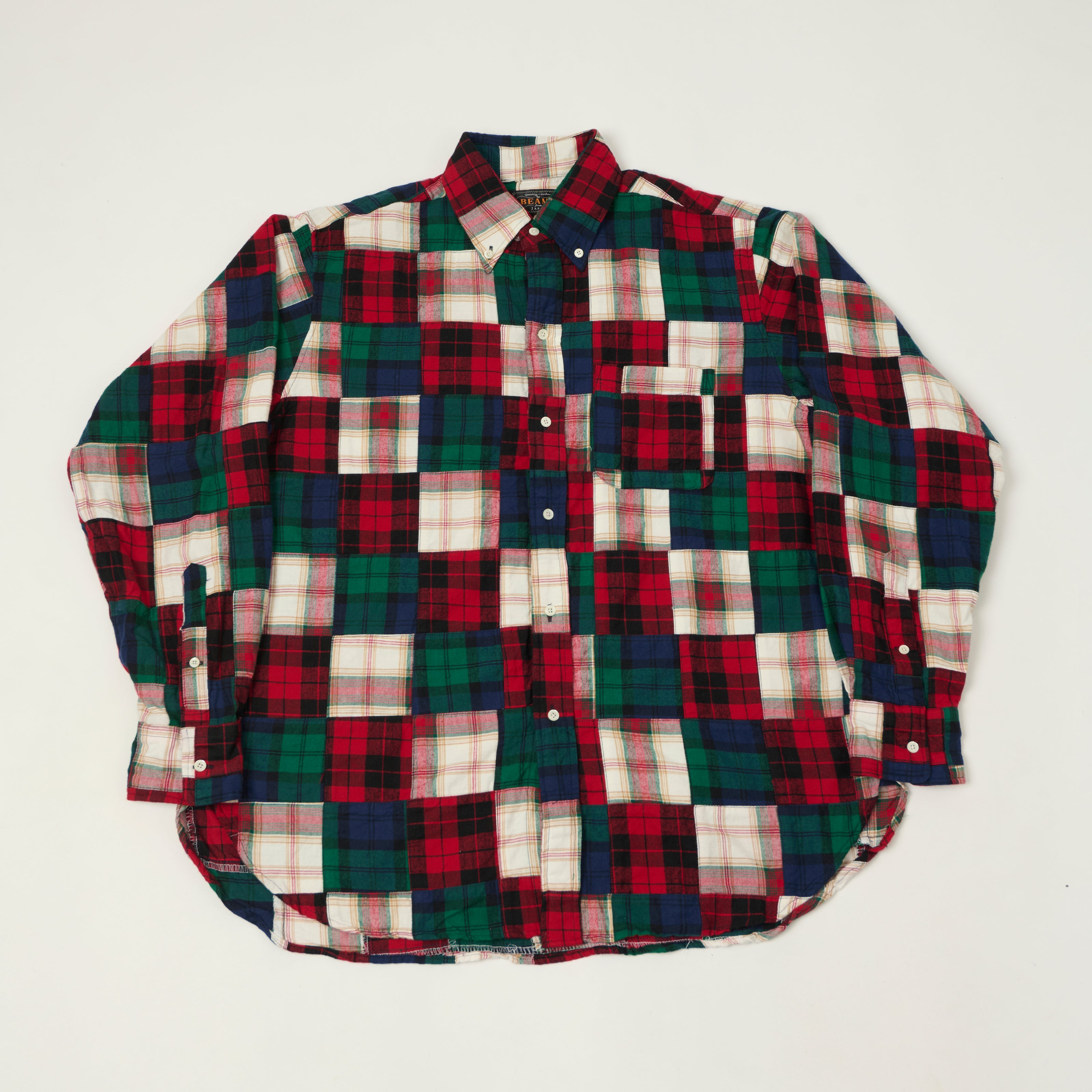 Beams Plus Patchwork Plaid Button Down Shirt - Red/Green – SON OF