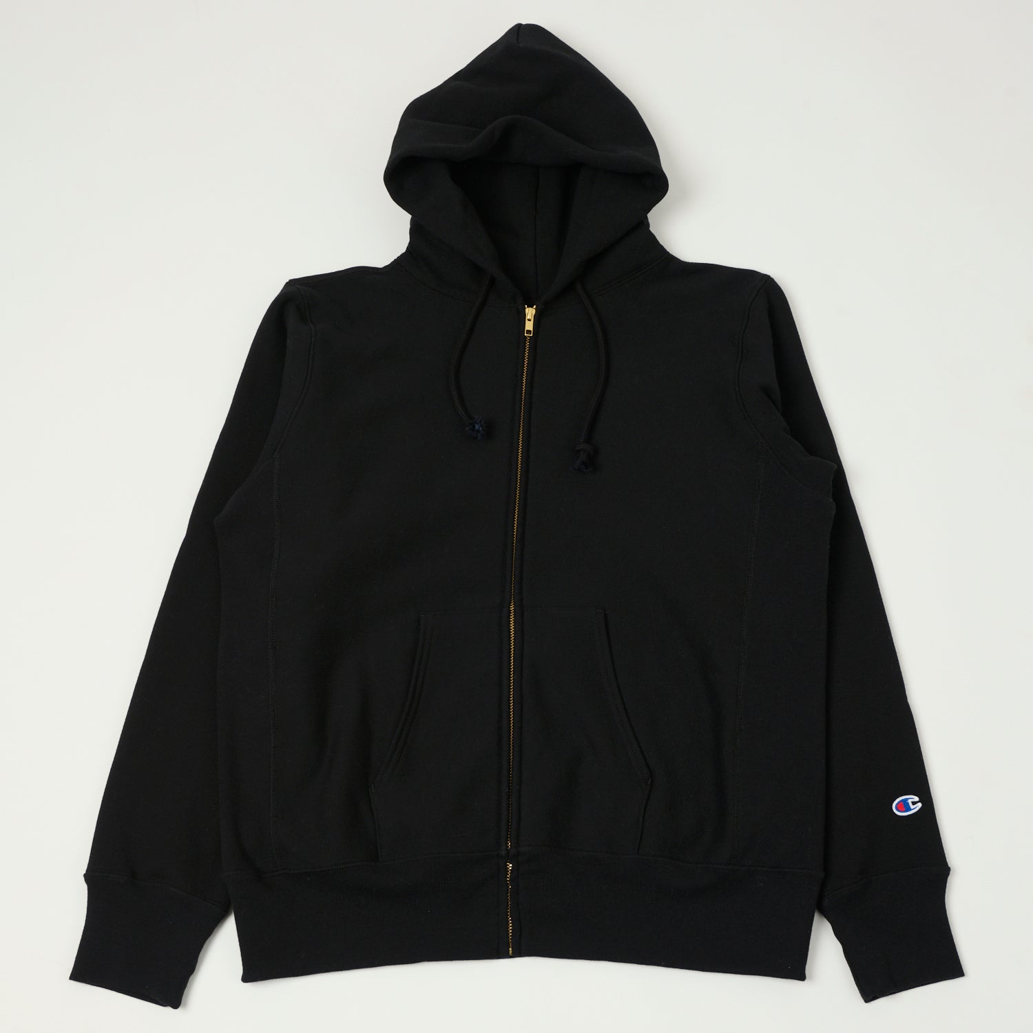 90's Champion REVERSE WEAVE USA製 BLACK Champion Made in USA Reverse Weave Zipped Hoodie - Black