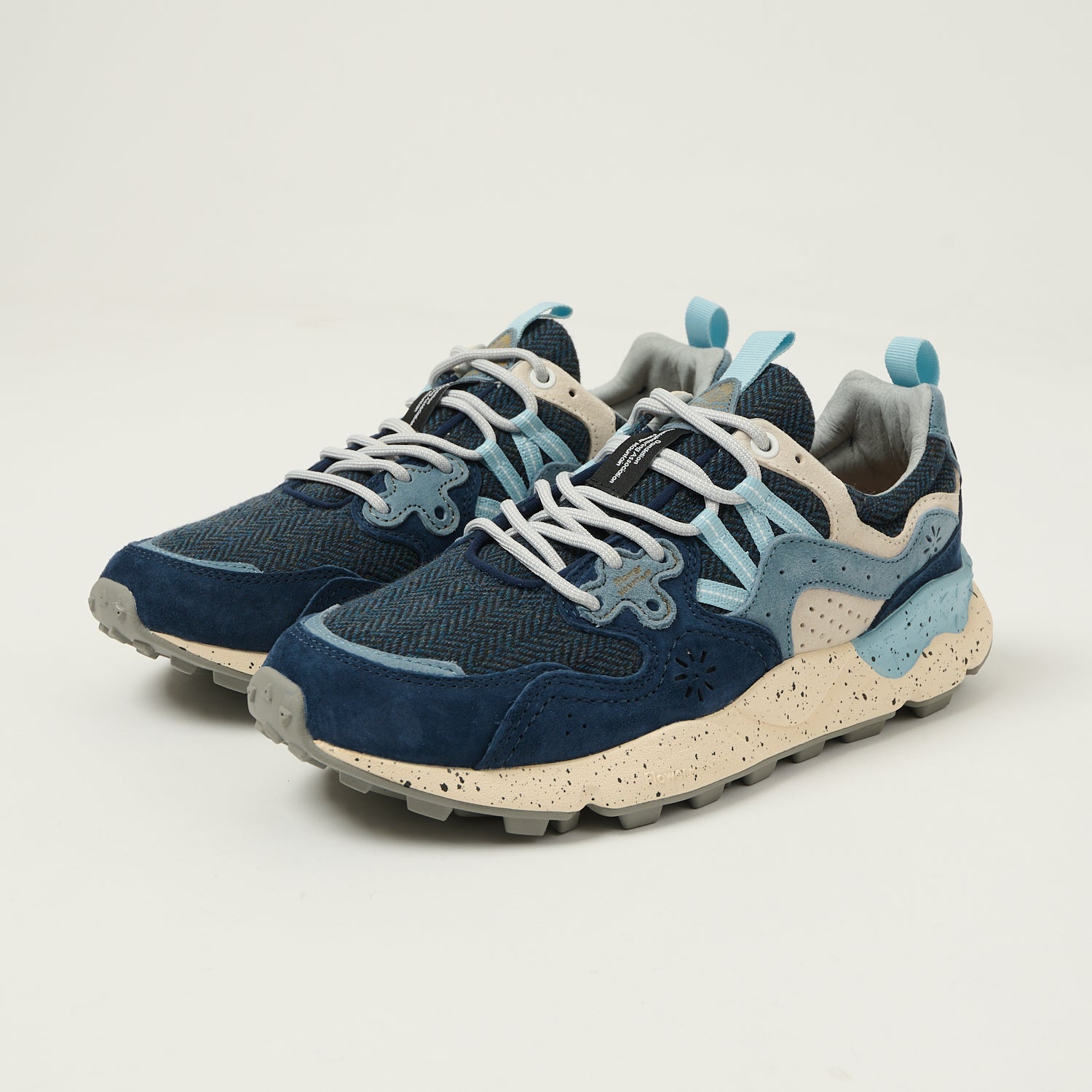 【yamanyan】 Flower Mountain Yamano 3 Suede/Woolen Knit - Black/Light Blue/Off