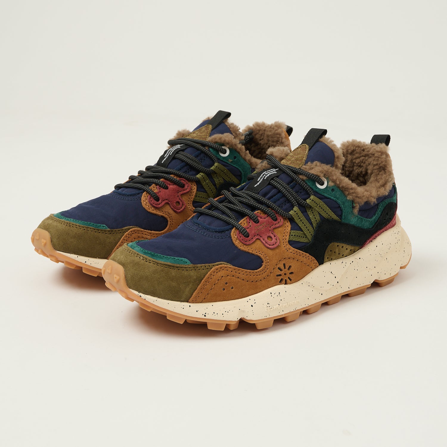 Flower Mountain Yamano 3 Suede/Nylon/Shearling Sneaker - Deep Mud