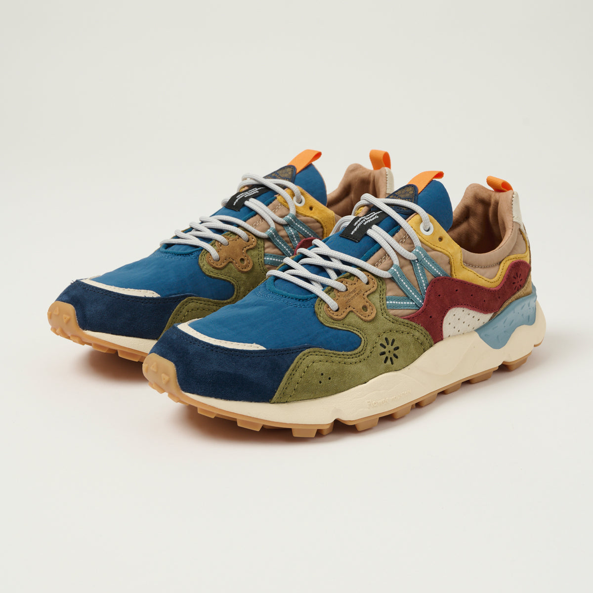 Flower Mountain Yamano 3 Suede/Nylon Sneaker - Blue/Army Green 
