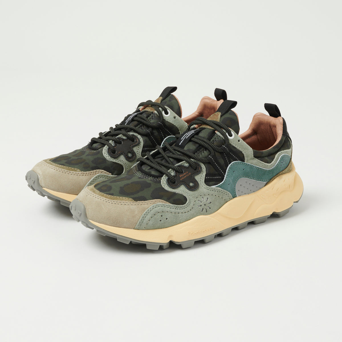 Flower Mountain Yamano 3 Suede/Nylon Sneaker - Anthracite/Green 