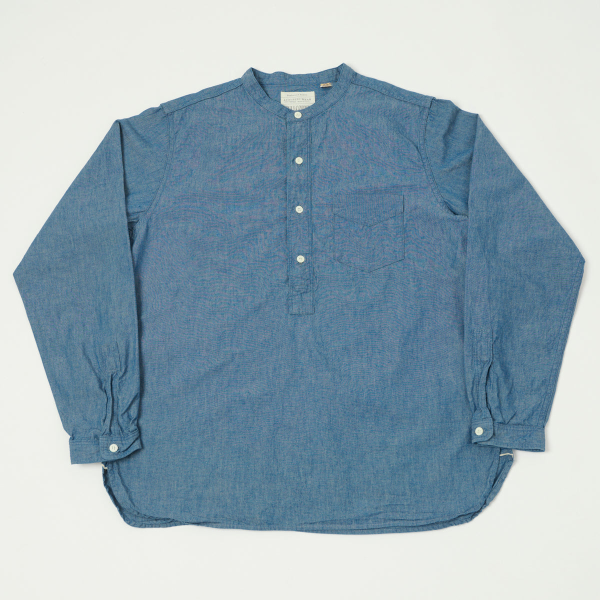FULLCOUNT 4900 Stand Collar Pullover Chambray Shirt - Blue – SON