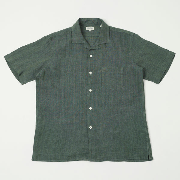 Hartford 'Palm' Camp Collar Linen Shirt - Green