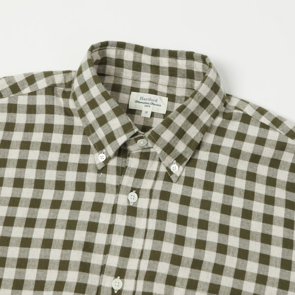 Hartford 'Pitt' Check Flannel Shirt - Military Green