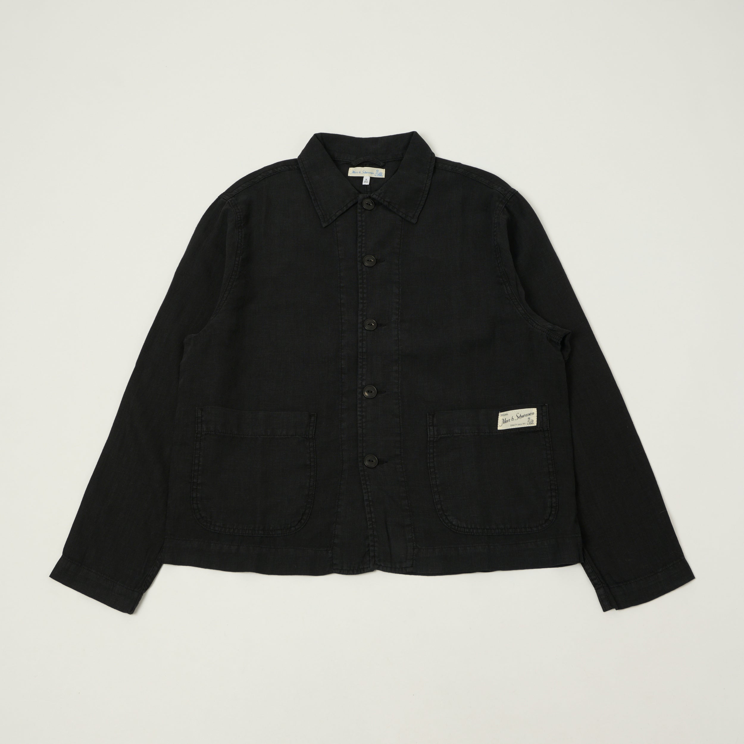 Merz b. Schwanen 'Good Basics' Cropped Workers Linen jacket - Deep