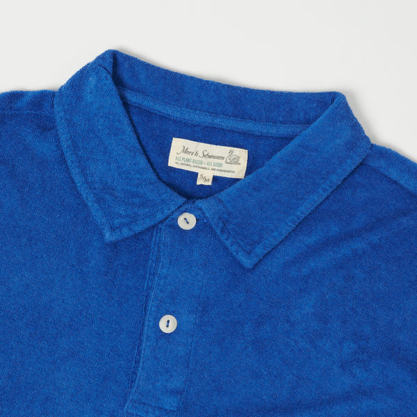 Merz b. Schwanen TPLP02 Plant Based Terry Polo Shirt - Vintage Blue