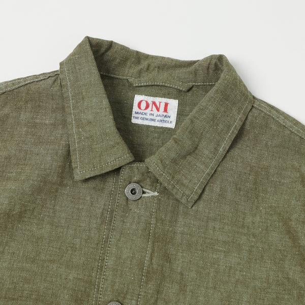 ONI 03101-HCKOL 8.3oz Heavy Chambray Coverall Jacket - Khaki Olive One Wash