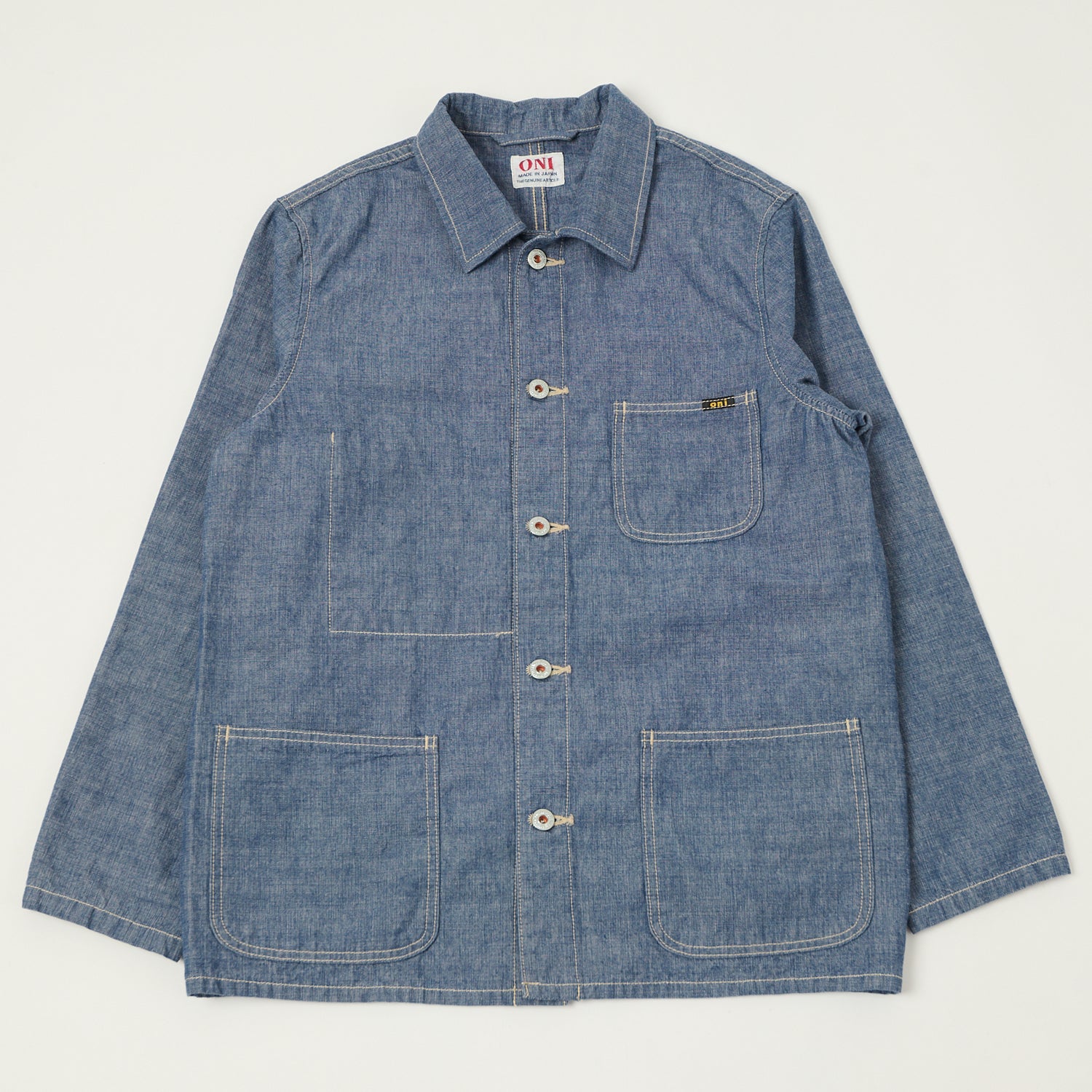最終値下げ　マイシンクス DENIM COVER ALL JACKET ONI Denim 03500-HCSV 8oz Chambray Coverall Jacket - Blue – SON OF