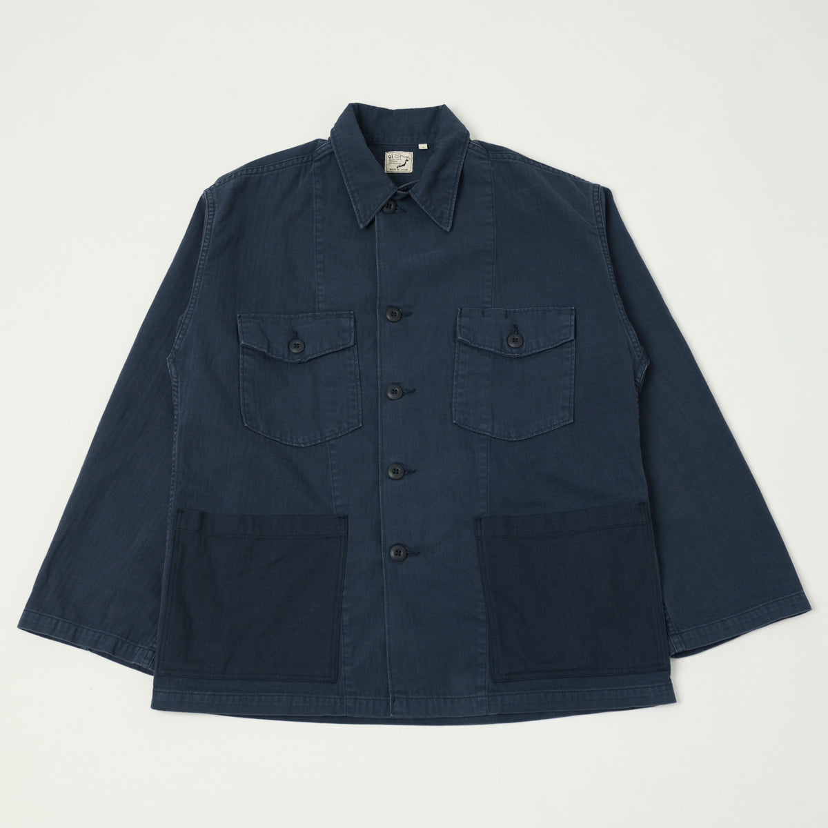 orSlow Herringbone Twill Contrast Pocket Overshirt - Navy – SON OF 