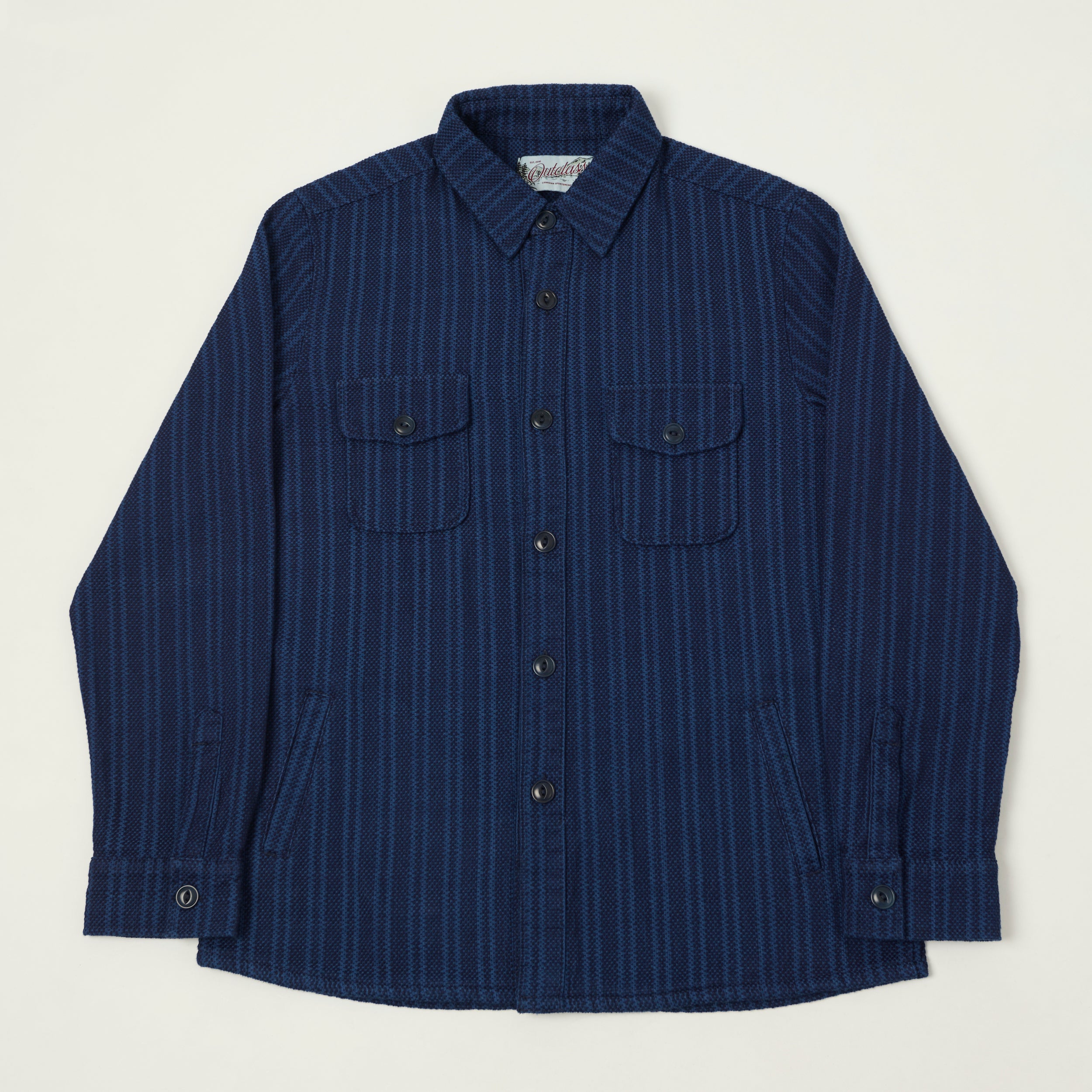 Outclass Sashiko Stripe Overshirt - Indigo – SON OF A STAG Outclass Sashiko Stripe Overshirt - Indigo – SON OF A STAG