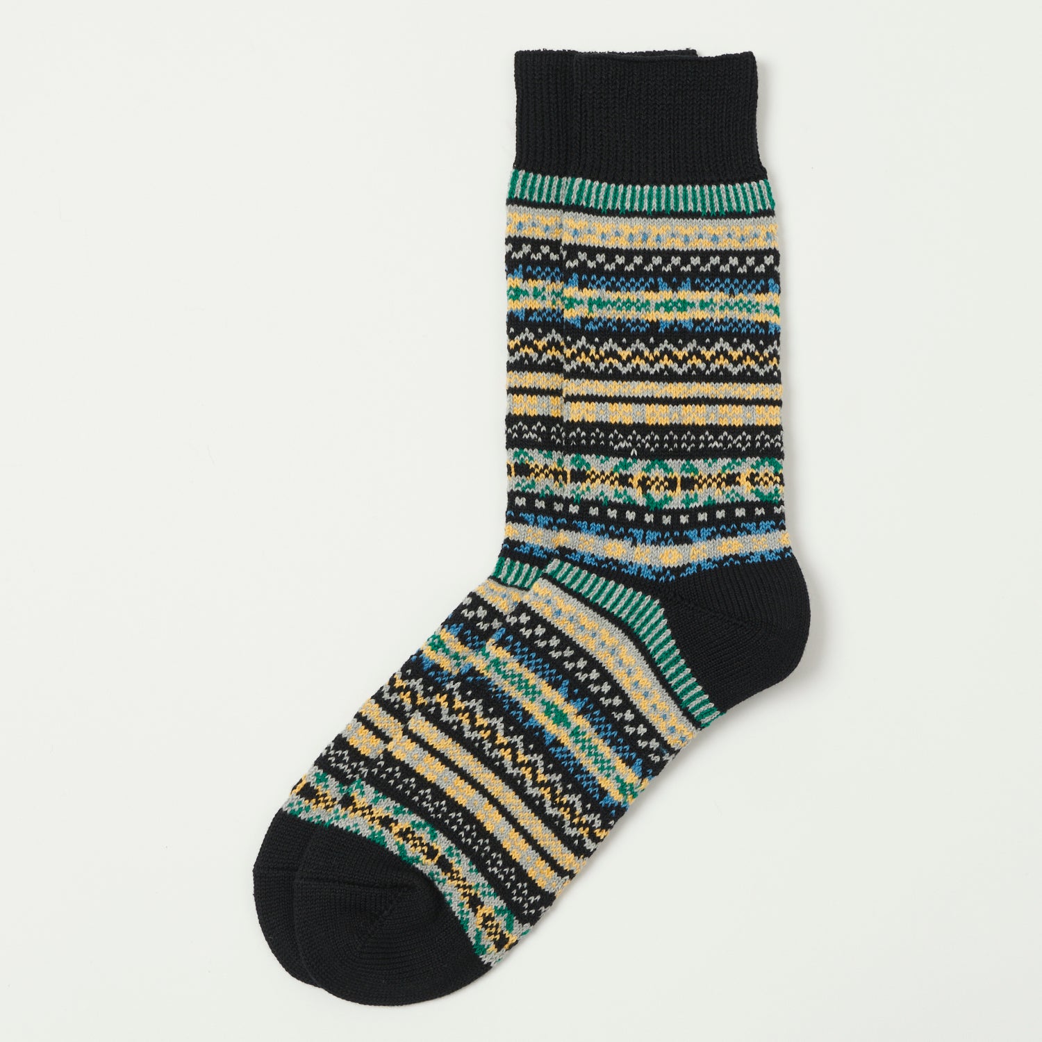 RoToTo 'Fairisle' Jacquard Crew Sock - Black | SON OF A STAG