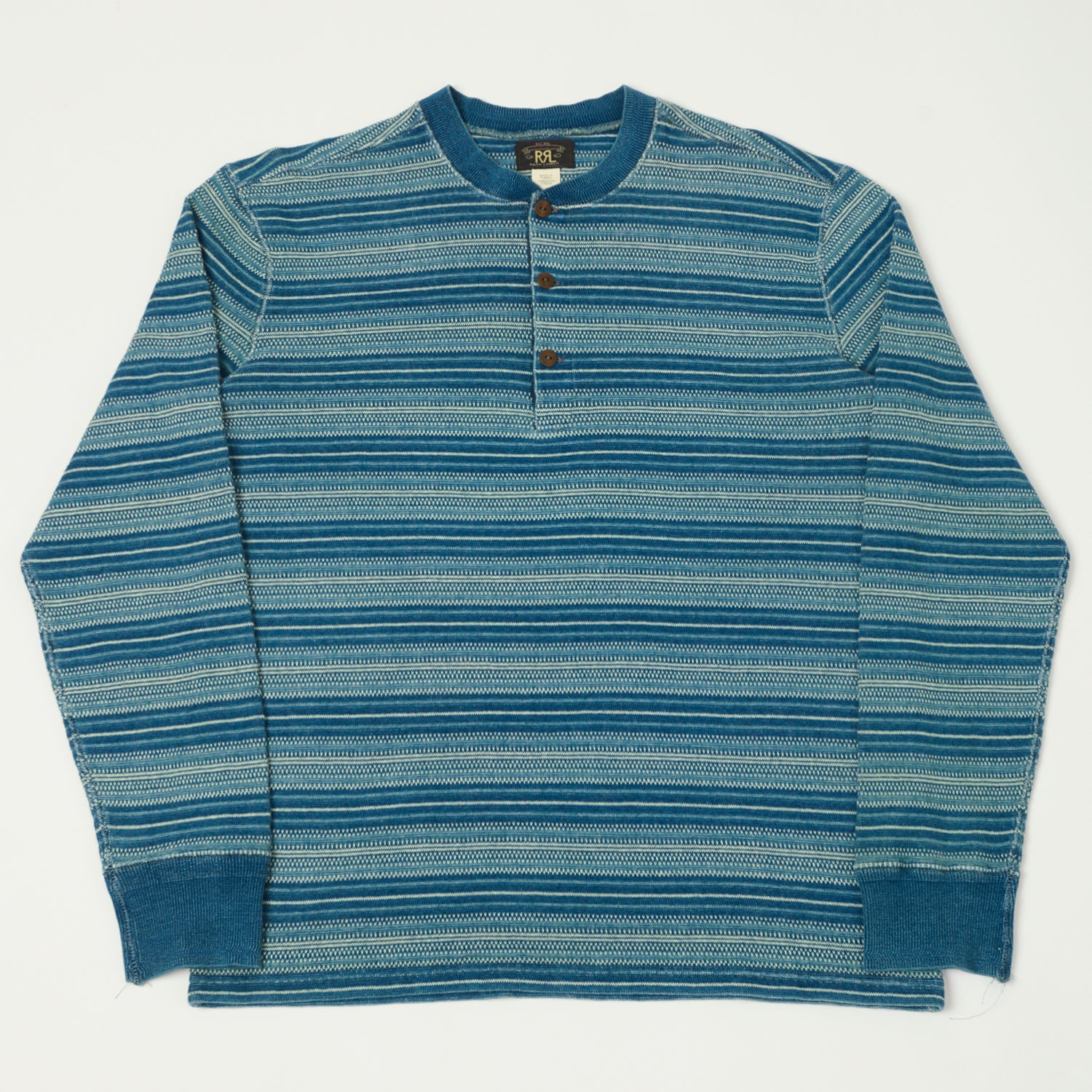 RRL Jacquard-Knit Thermal Henley - Indigo Stripe – SON OF A STAG