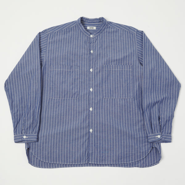 Spellbound 46-288X Cotton Linen Strip Big Pocket Shirt - Blue