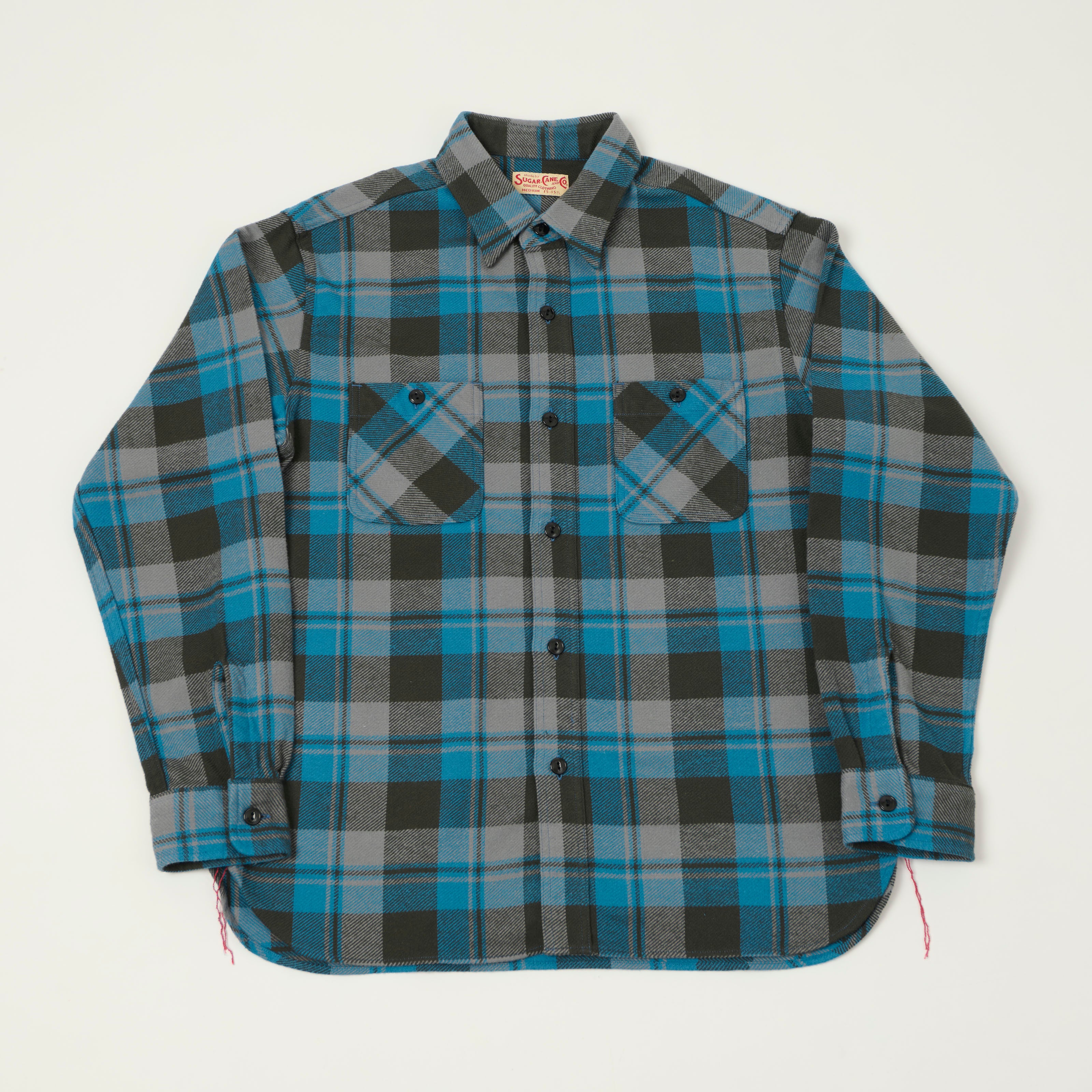 Sugar Cane 1960s Twill Check Work Shirt - Blue/Grey – SON OF A STAG