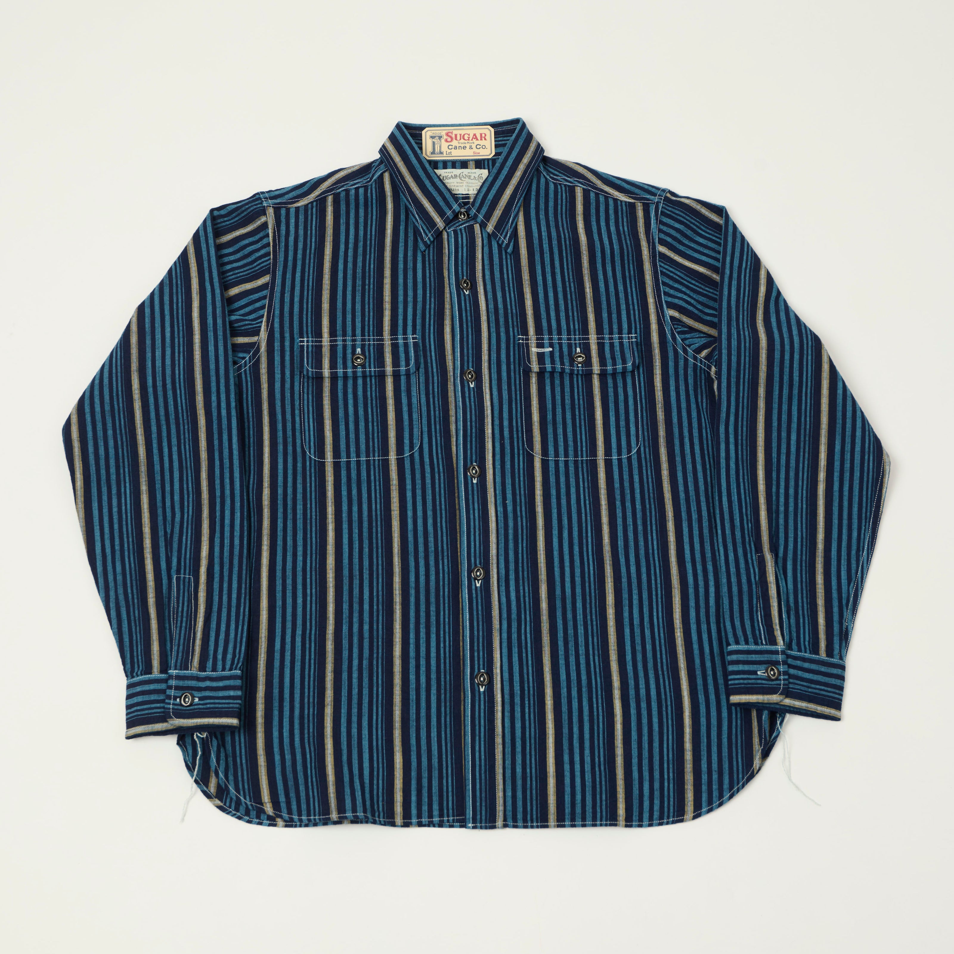 Sugar Cane Indigo Stripe Work Shirt - Navy – SON OF A STAG