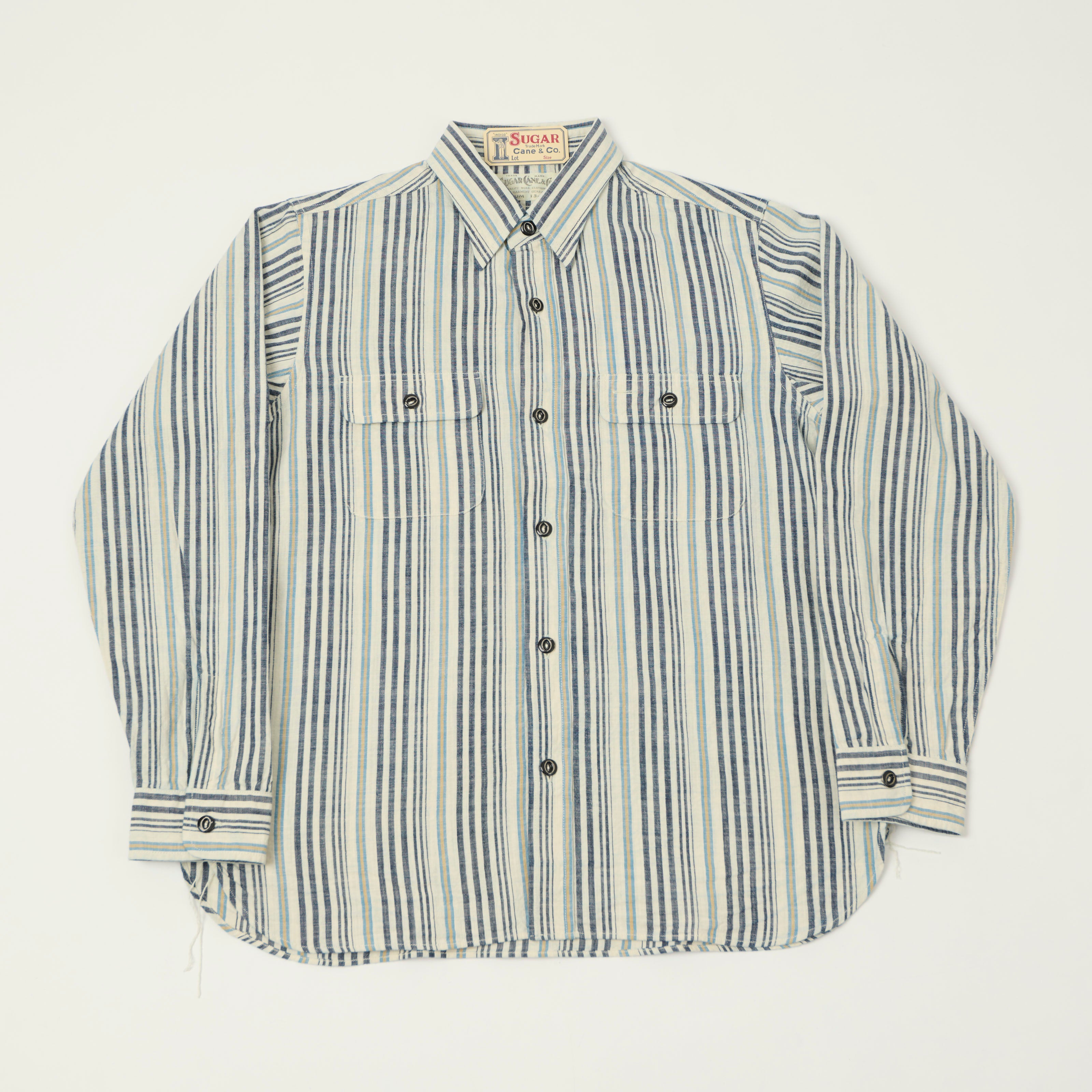 Sugar Cane Indigo Stripe Work Shirt - White – SON OF A STAG