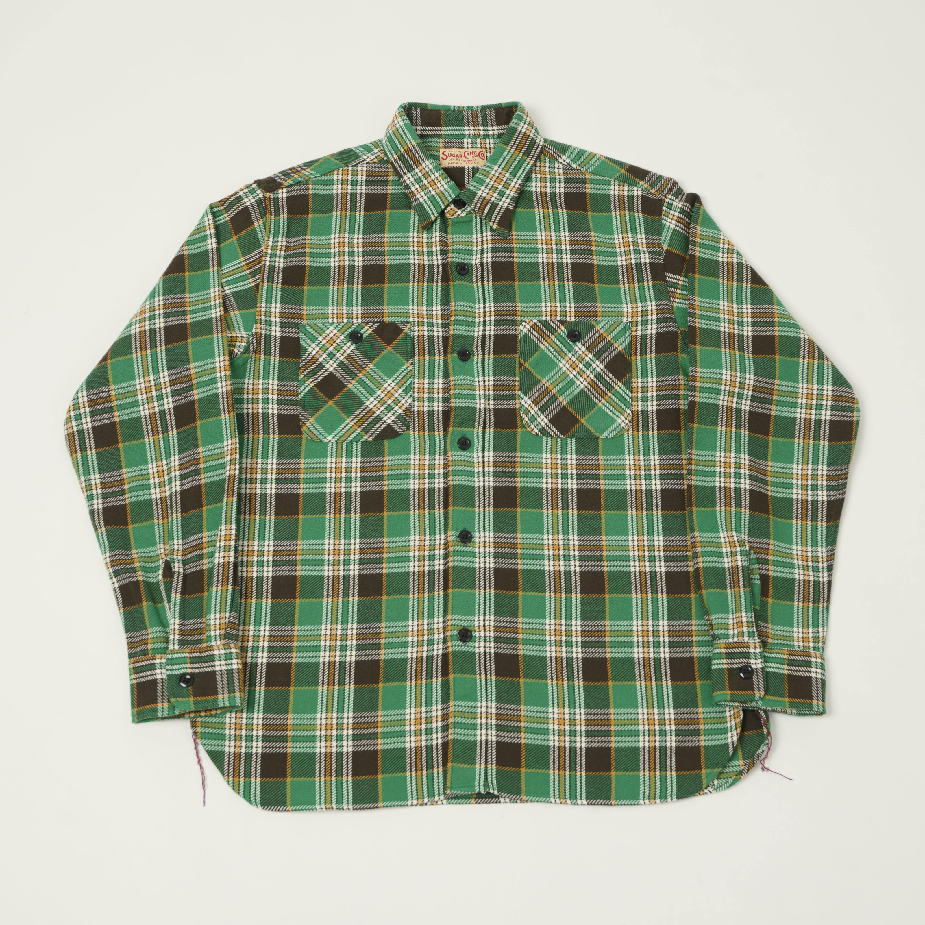 トップス SUGAR CANE SC28952 TWILL CHECK WORK SHIR SUGAR CANE SC28952 Twill Block-Check Work Shirt BK&WH [SizeL/EX