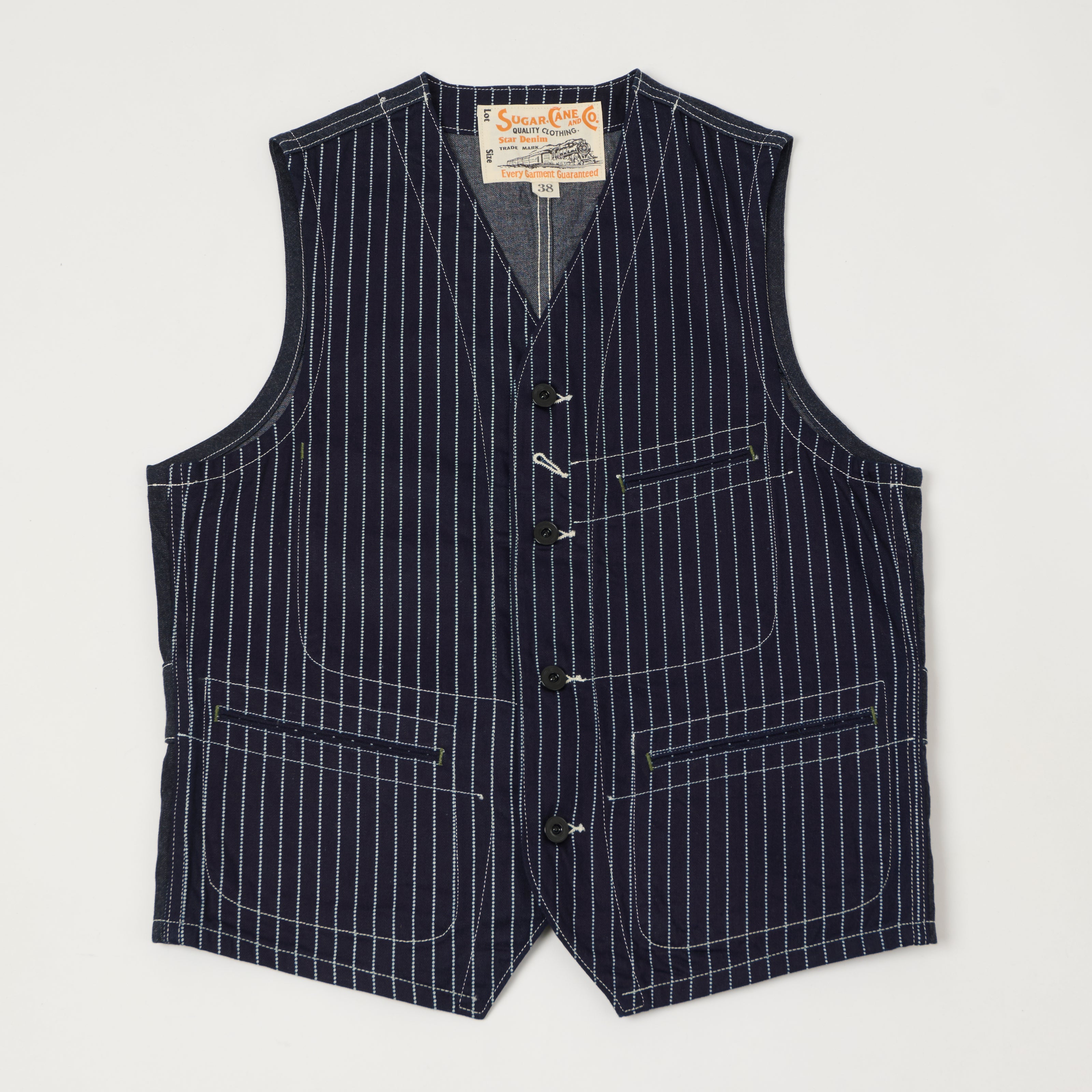 断捨離　SUGARCANE wabash vest denim 42 ＸＬ Sugar Cane Wabash Engineers Vest - Indigo – SON OF A STAG