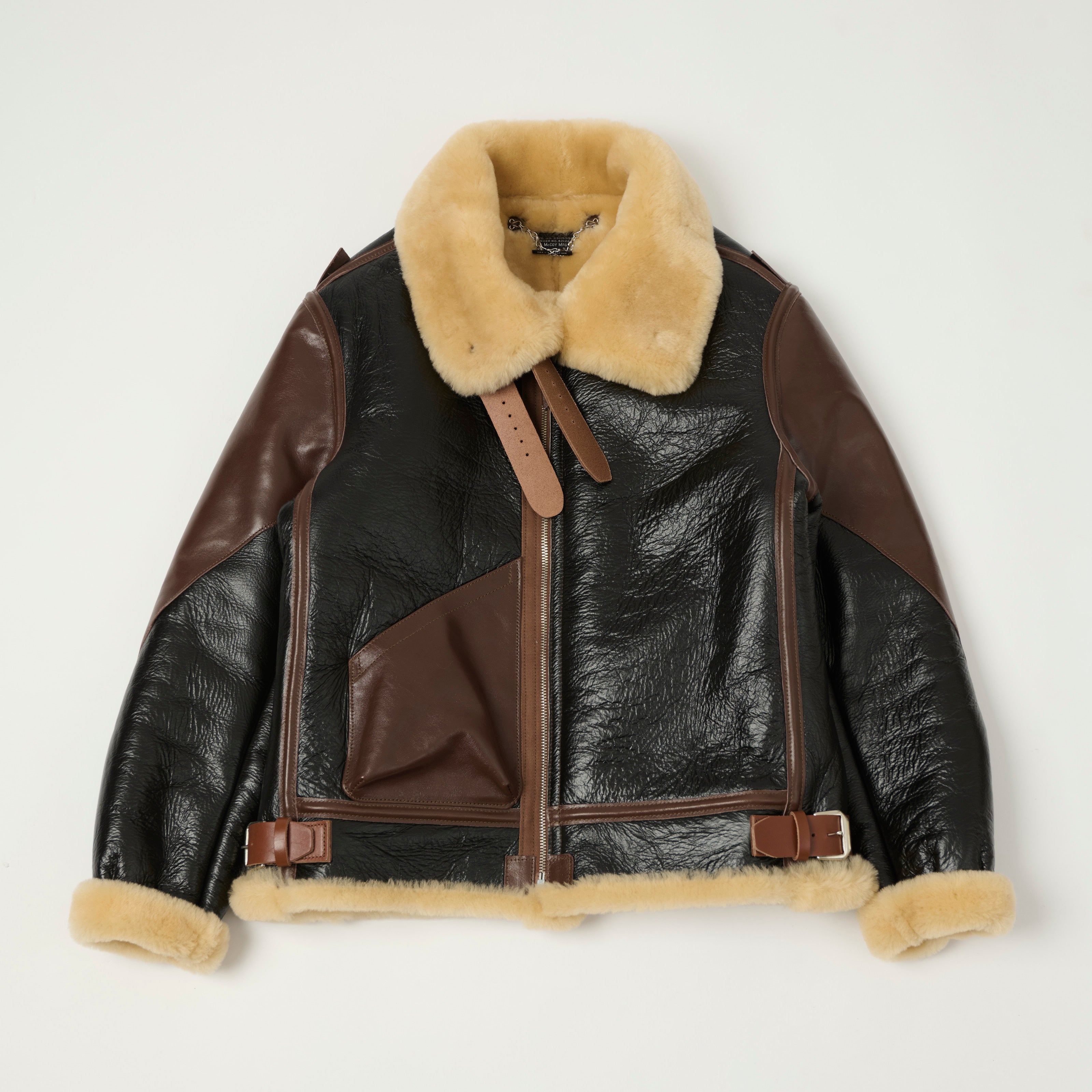 TOYS McCOY U.S.A.F B-3 Sheepskin Leather Flight Jacket - Black