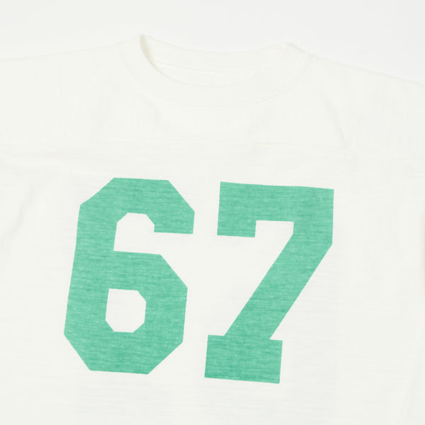 Warehouse 4063 'No. 67' 3/4 Sleeve Football Tee - Off White