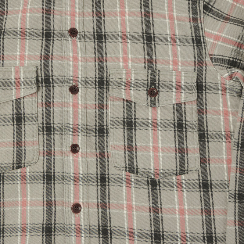 Warehouse 3022 Flannel Shirt W/ Chin Strap - Grey