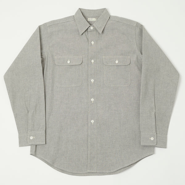 Warehouse 3051 'Treton' Steel Worker Chambray Shirt - Grey
