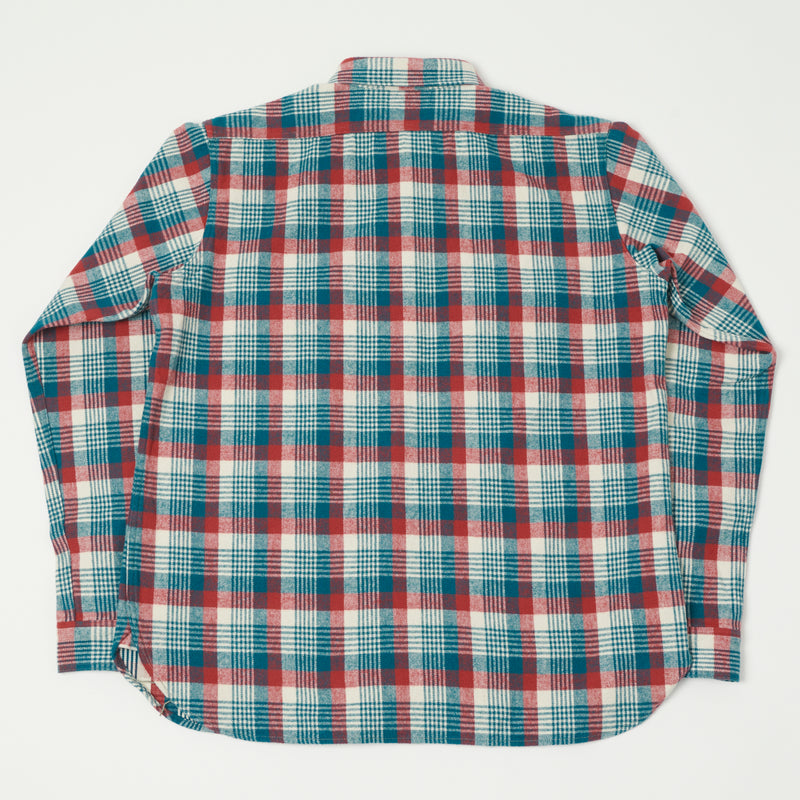 Warehouse 3104  Flannel Shirt 'D Pattern' - Blue Green