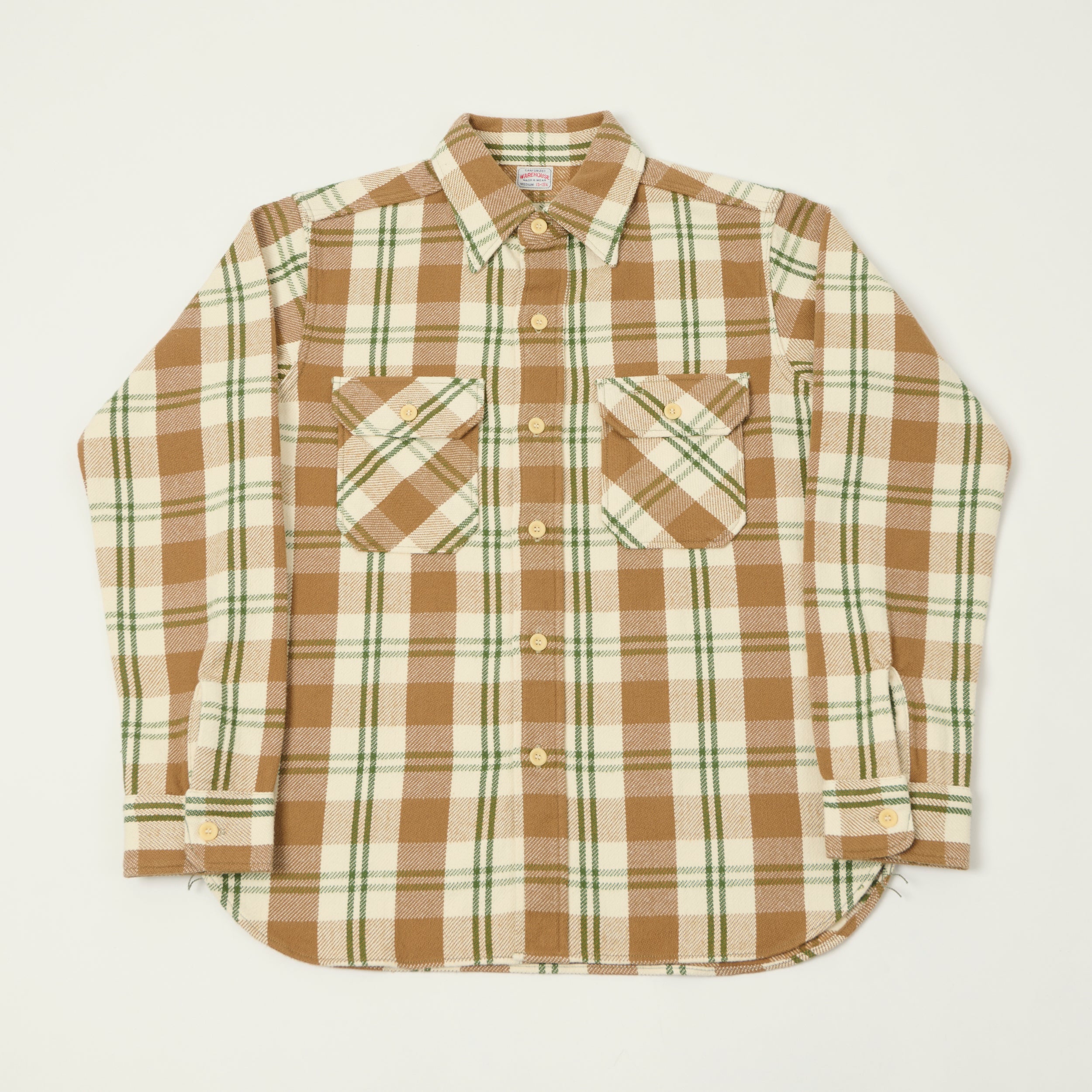 トップス WAREHOUSE FLANNEL SHIRTS 3104 Warehouse & Co 3104 Plaid Flannel Shirt - Brown/Off White – SON OF