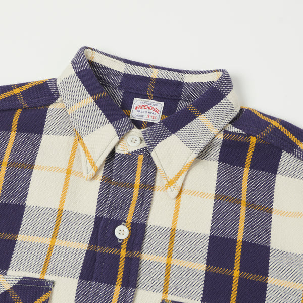 Warehouse 3104 Flannel Shirt 'B Pattern' - Navy