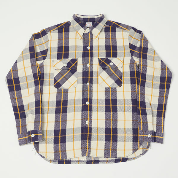 Warehouse 3104 Flannel Shirt 'B Pattern' - Navy