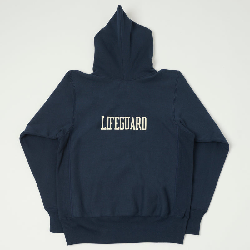 Warehouse 484 'Lifeguard' Reverse Weave Hooded Sweatshirt - Navy