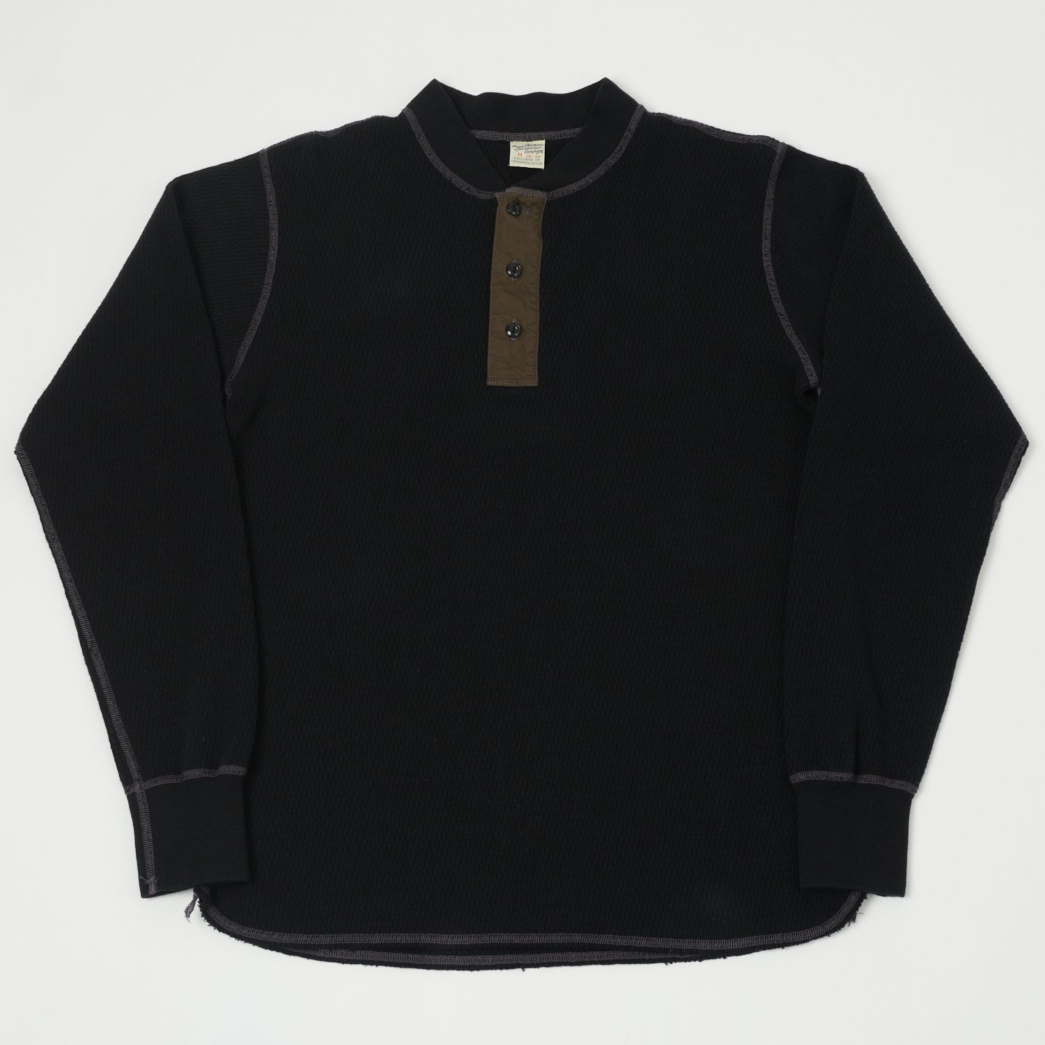 Buzz Rickson's L/S Thermal Henley - Black | SON OF A STAG