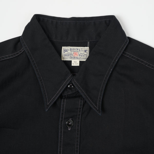 Buzz Rickson's BR38401 S/S Herringbone Work Shirt - Black