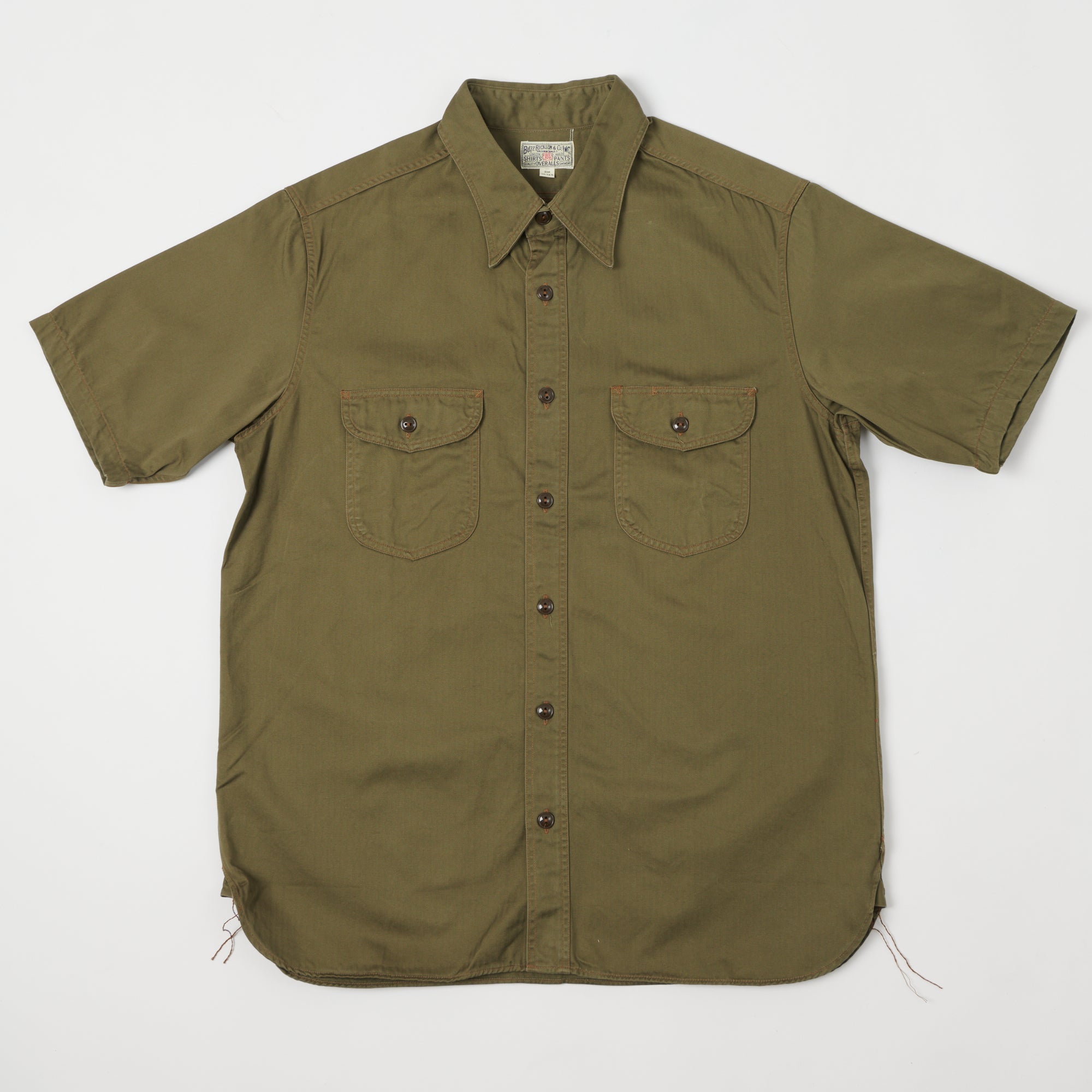 Buzz Rickson's Short Sleeve Herringbone Work Shirt - Olive – SON