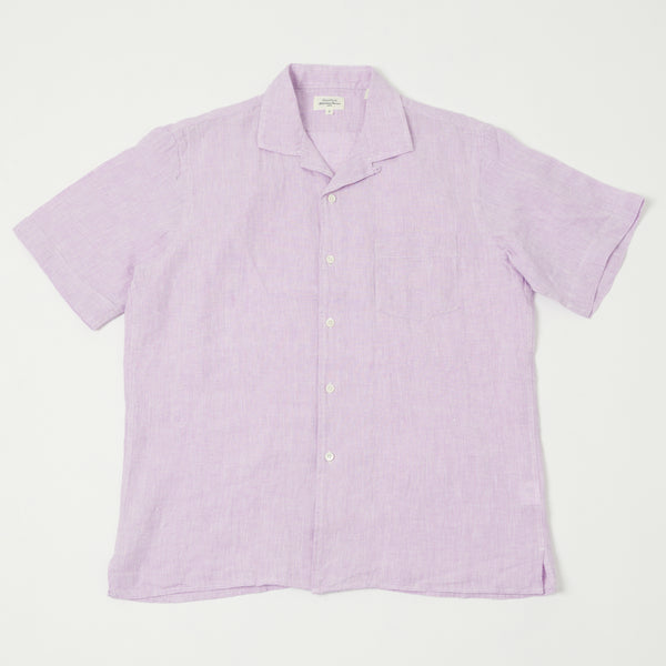 Hartford 'Palm' Camp Collar Linen Shirt - Violet