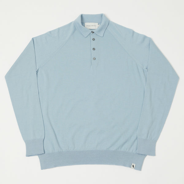 Peregrine Long Sleeve Wool Polo Shirt - Ocean