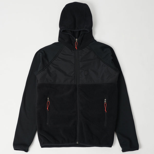 Topo Designs Full Zip Fleeced Hooded Jacket - Black