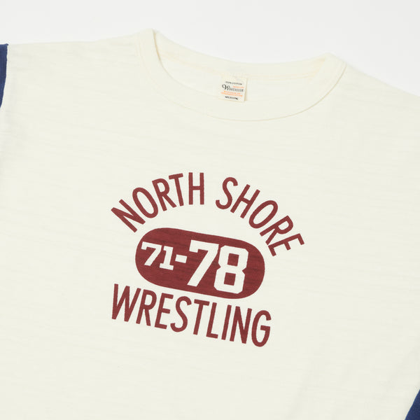 Warehouse 4800 'North Shore' Baseball Tee - Cream/Navy
