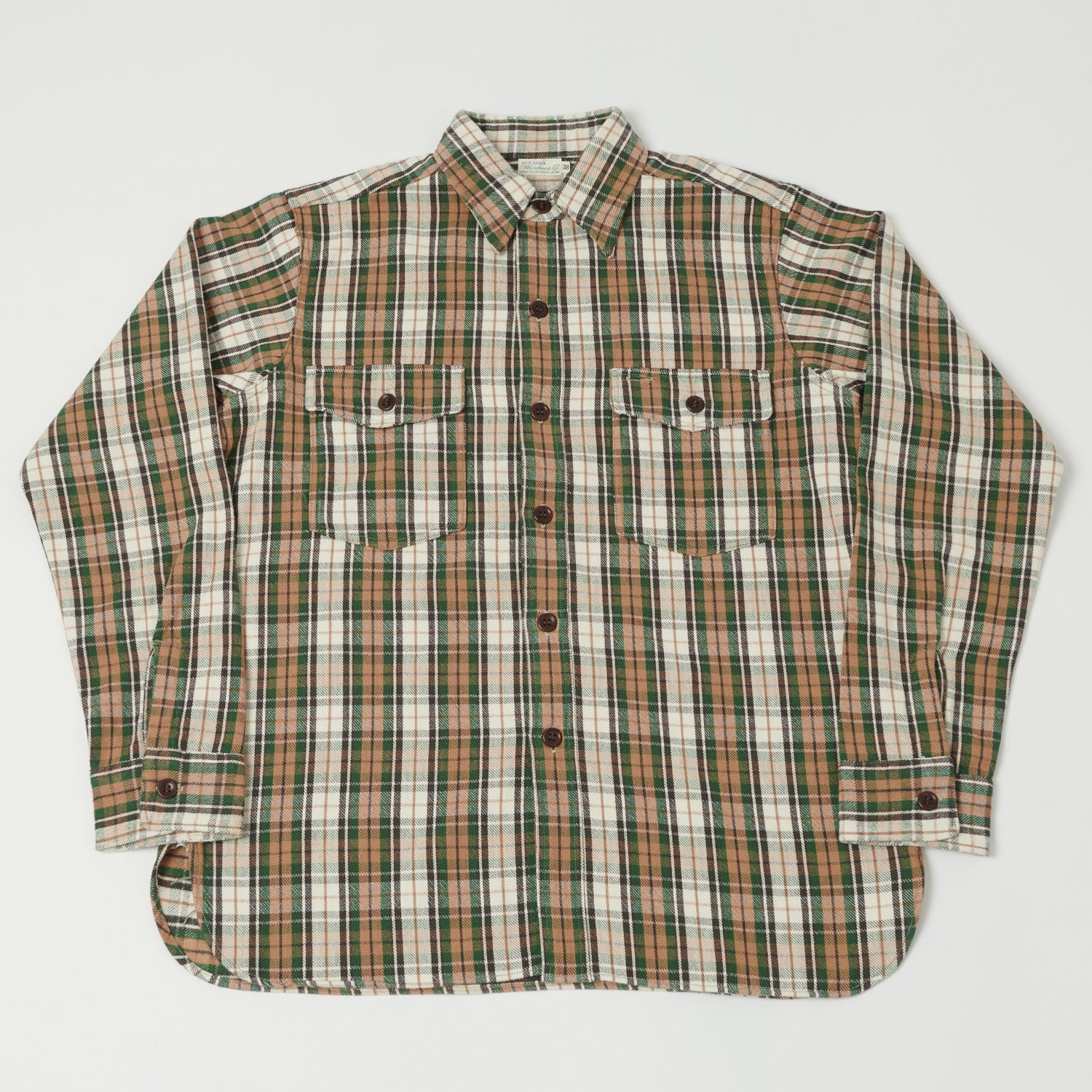 Warehouse 3022 'H Pattern' Check Flannel Shirt - Salmon