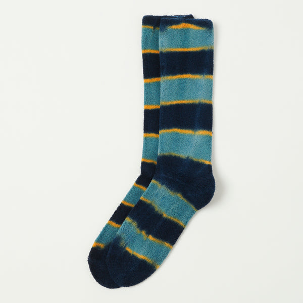 Anonymous Ism Old Surf Stripe Crew Socks - Navy