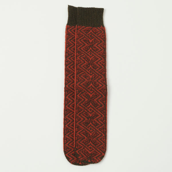 Anonymous Ism WG Pattern Crew Sock - Rust/Olive