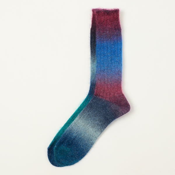 Anonymous Ism Mohair Rib Crew Socks - Blue