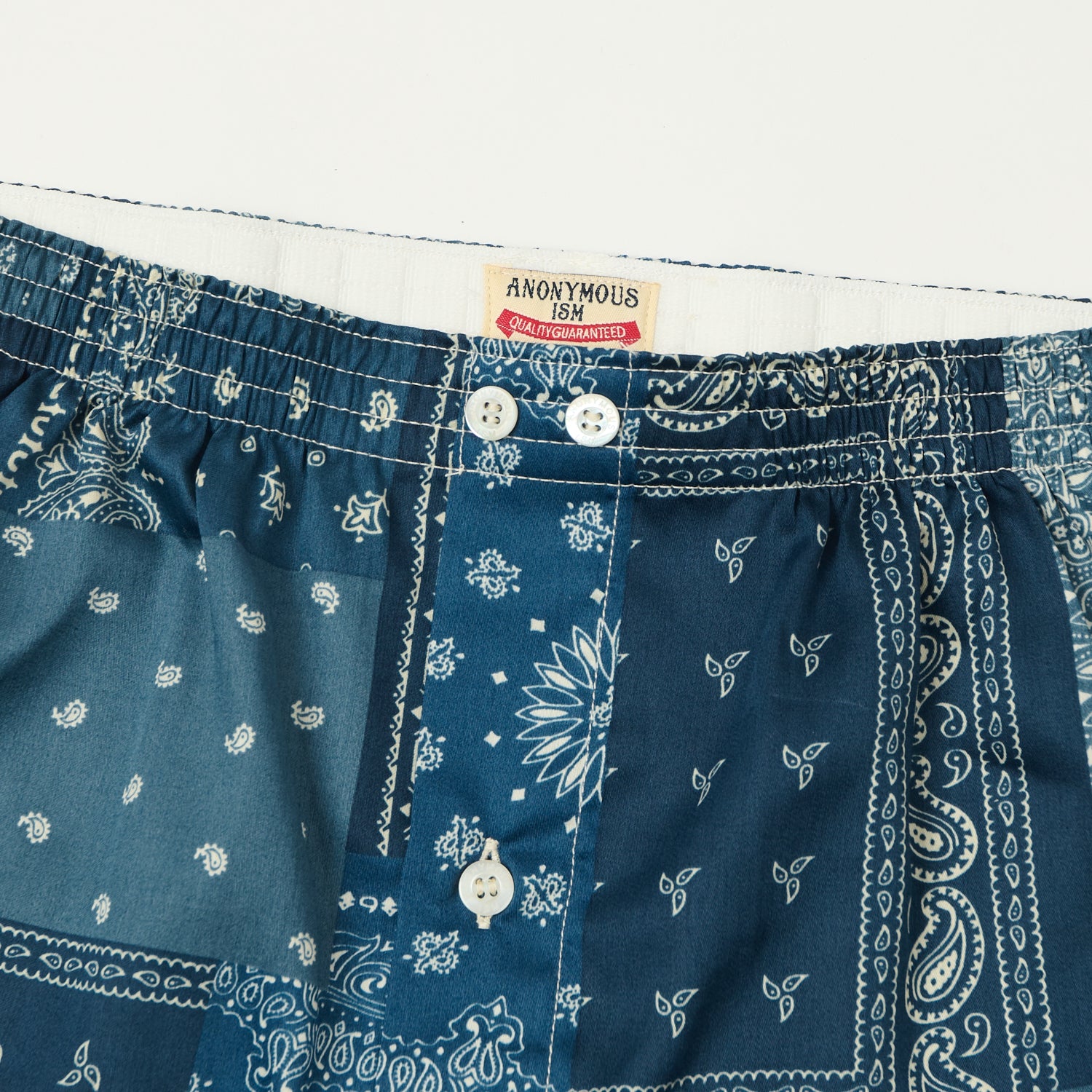 Anonymous Ism Fine Satin Paisley Boxer - Navy