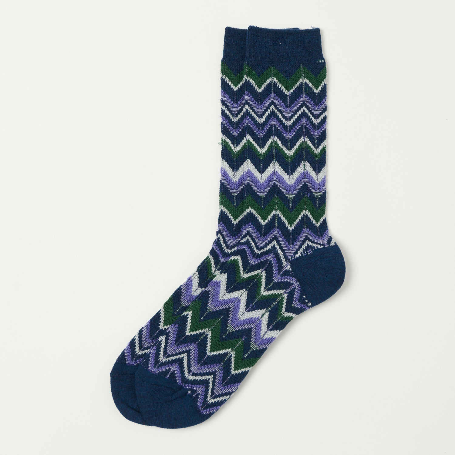 Anonymous Ism Modern Herringbone Crew Sock - Navy