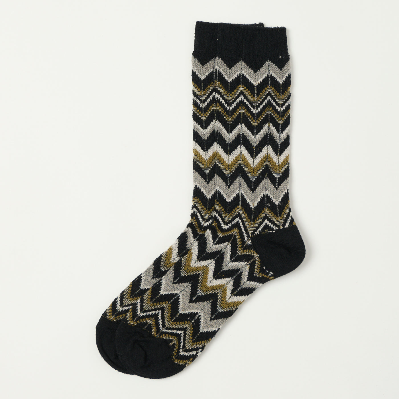 Anonymous Ism Modern Herringbone Crew Sock - Black