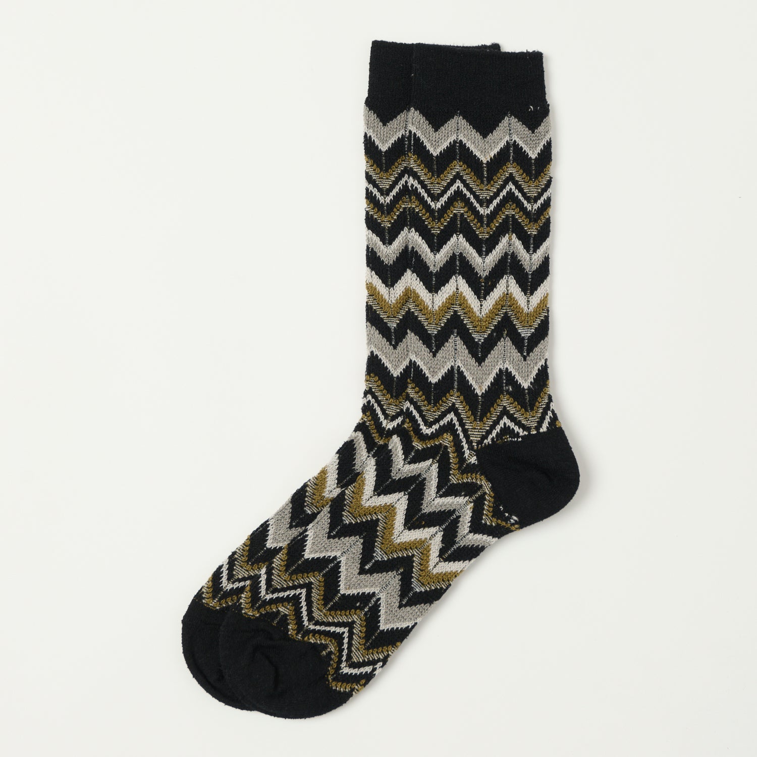 Anonymous Ism Modern Herringbone Crew Sock - Black