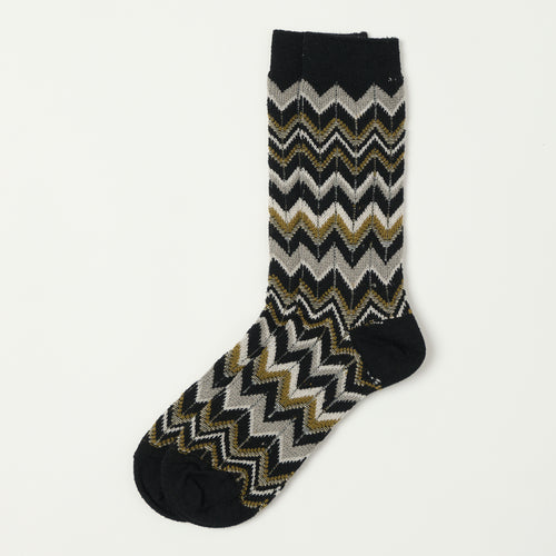 Anonymous Ism Modern Herringbone Crew Sock - Black