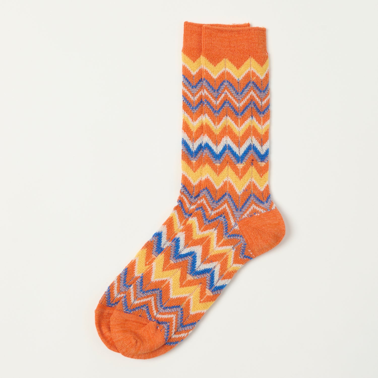 Anonymous Ism Modern Herringbone Crew Sock - Orange