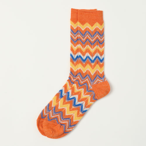 Anonymous Ism Modern Herringbone Crew Sock - Orange